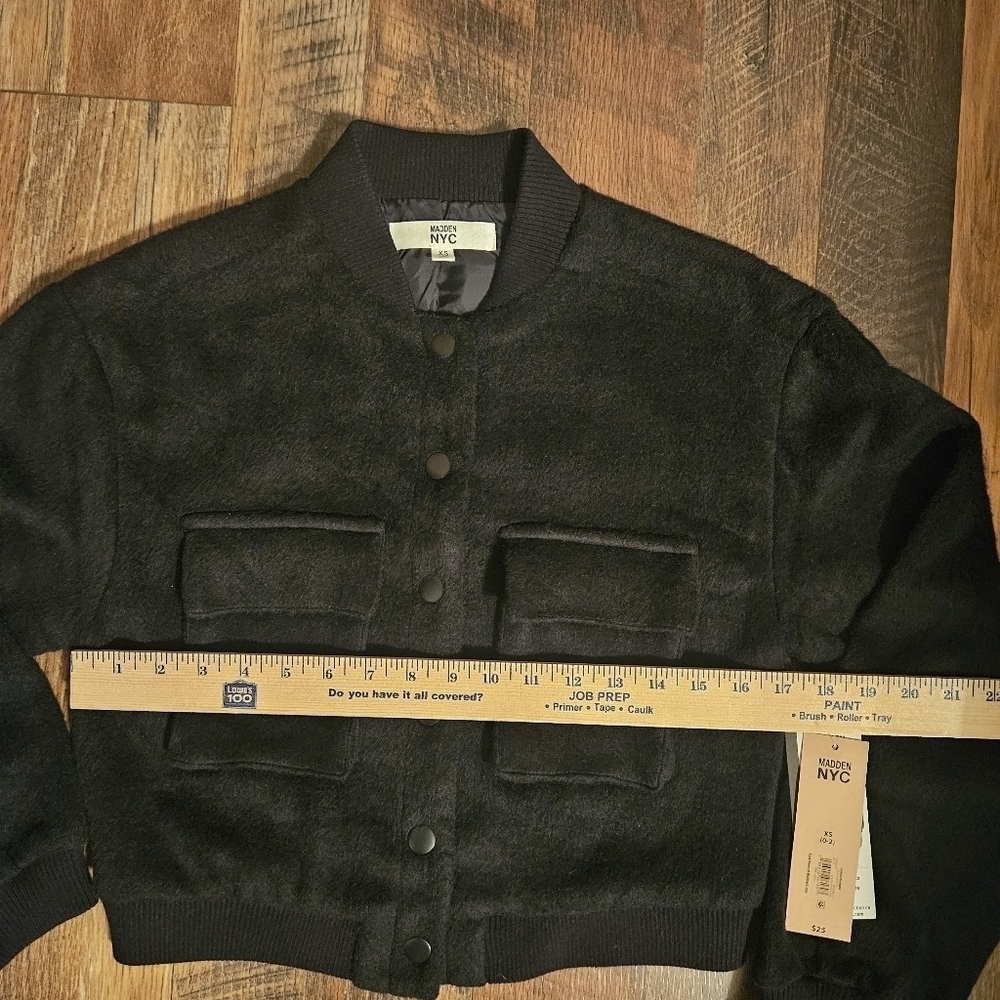 New Madden NYC Black Cargo Bomber Jacket Size XS - Picture 13 of 14
